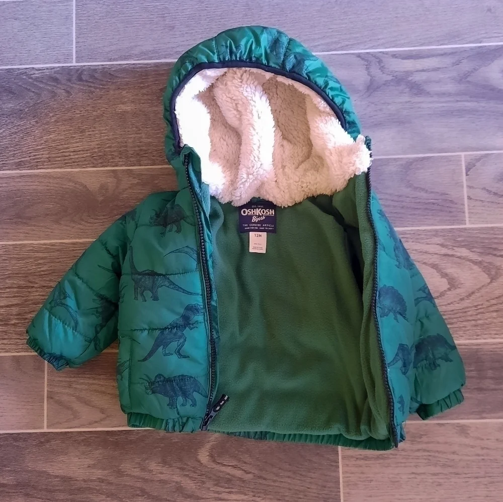 Oshkosh Green Dinosaur Coat 12MO